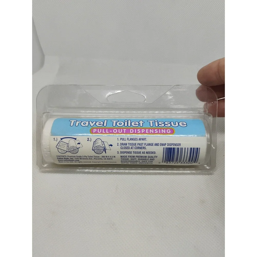 Cotton Buds Vintage NOS Pull Out Dispensing Travel Toilet Tissue 1999 Cottonbuds